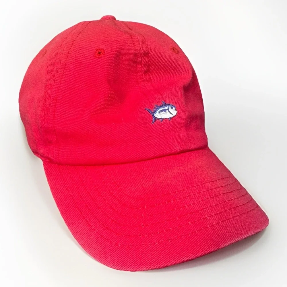 Southern Tide Red Cotton Baseball Adjustable Strap Cap Beach Fishing Hat
